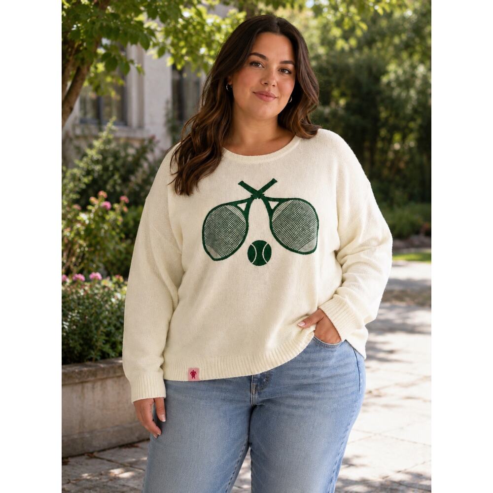 Simply Southern Tennis Sweater Women's Size XL Pickleball Tenniscore Preppy NEW